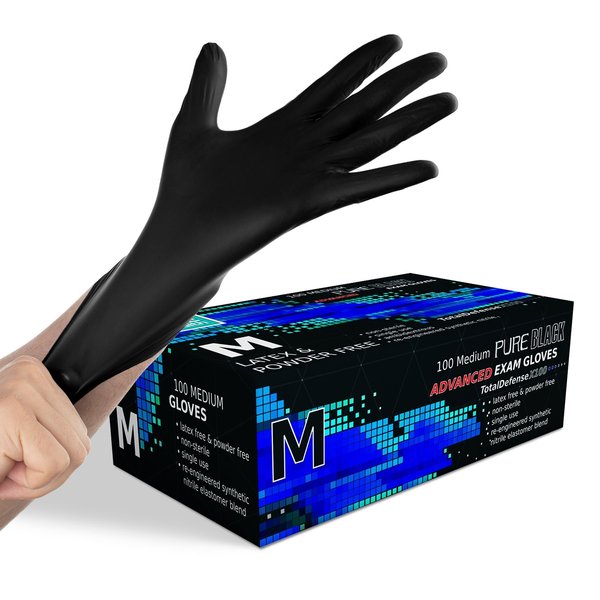 Dre Health Nitrile Disposable Gloves, Nitrile, M, 100 PK DRECSGPXP11-M-SYN-NITRILE-BK-100PK